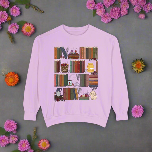 The Cozy Cottage Bookshelf Crewneck Sweatshirt