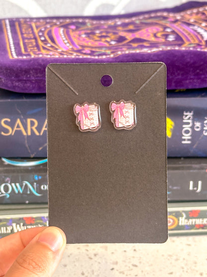 Bookish Coquette Acrylic and Glitter Epoxy Earrings