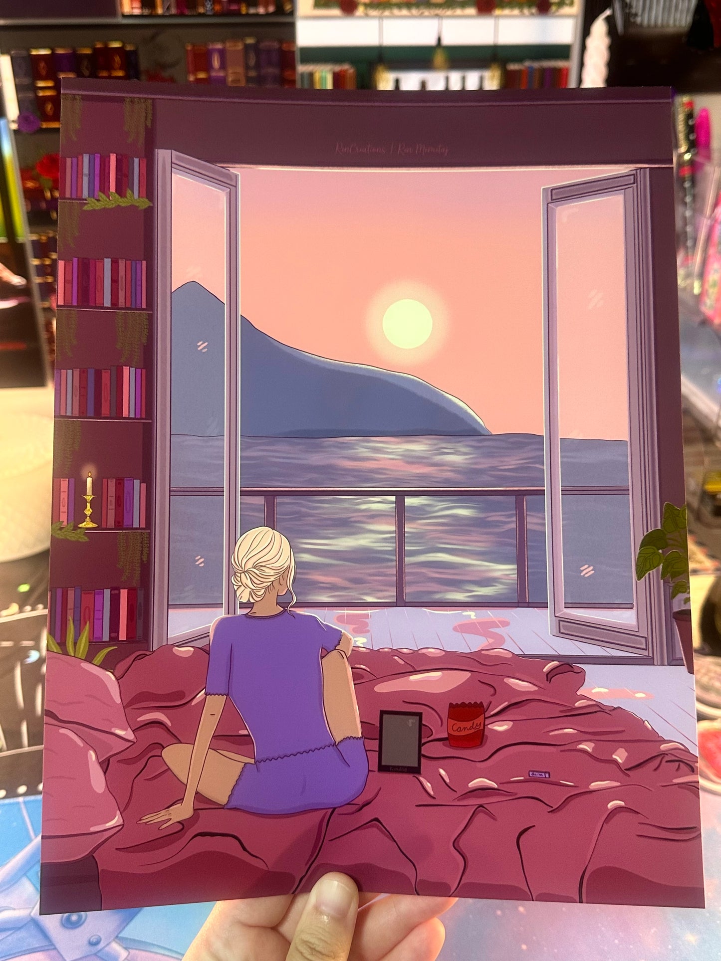 Reading By Sunset Art Print