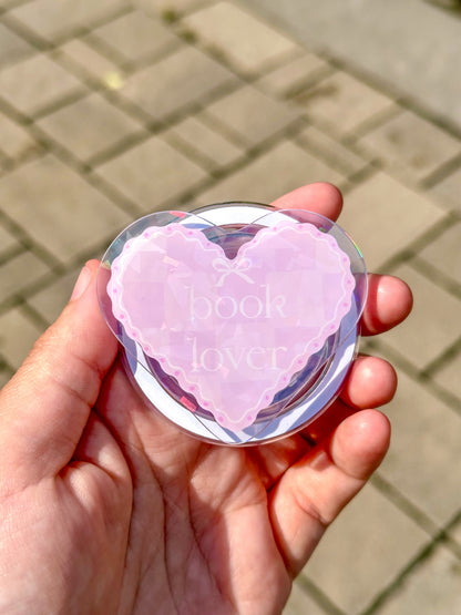 Book Lover Heart Holographic Magnetic Device Grip