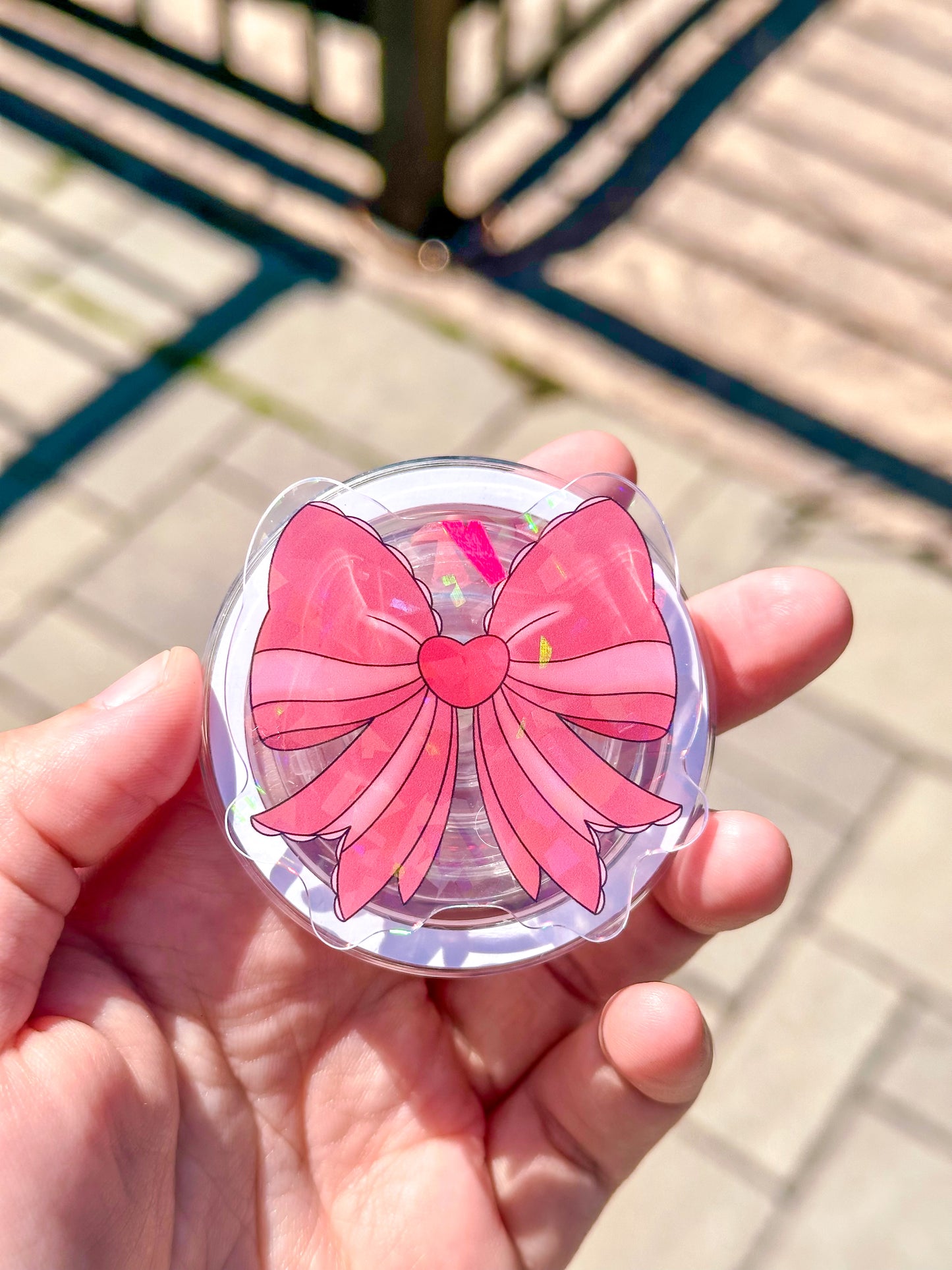 Pink Bow Holographic Magnetic Device Grip