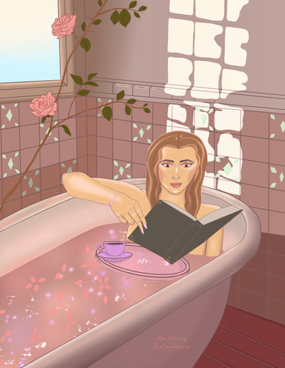 Reading In The Tub Art Print