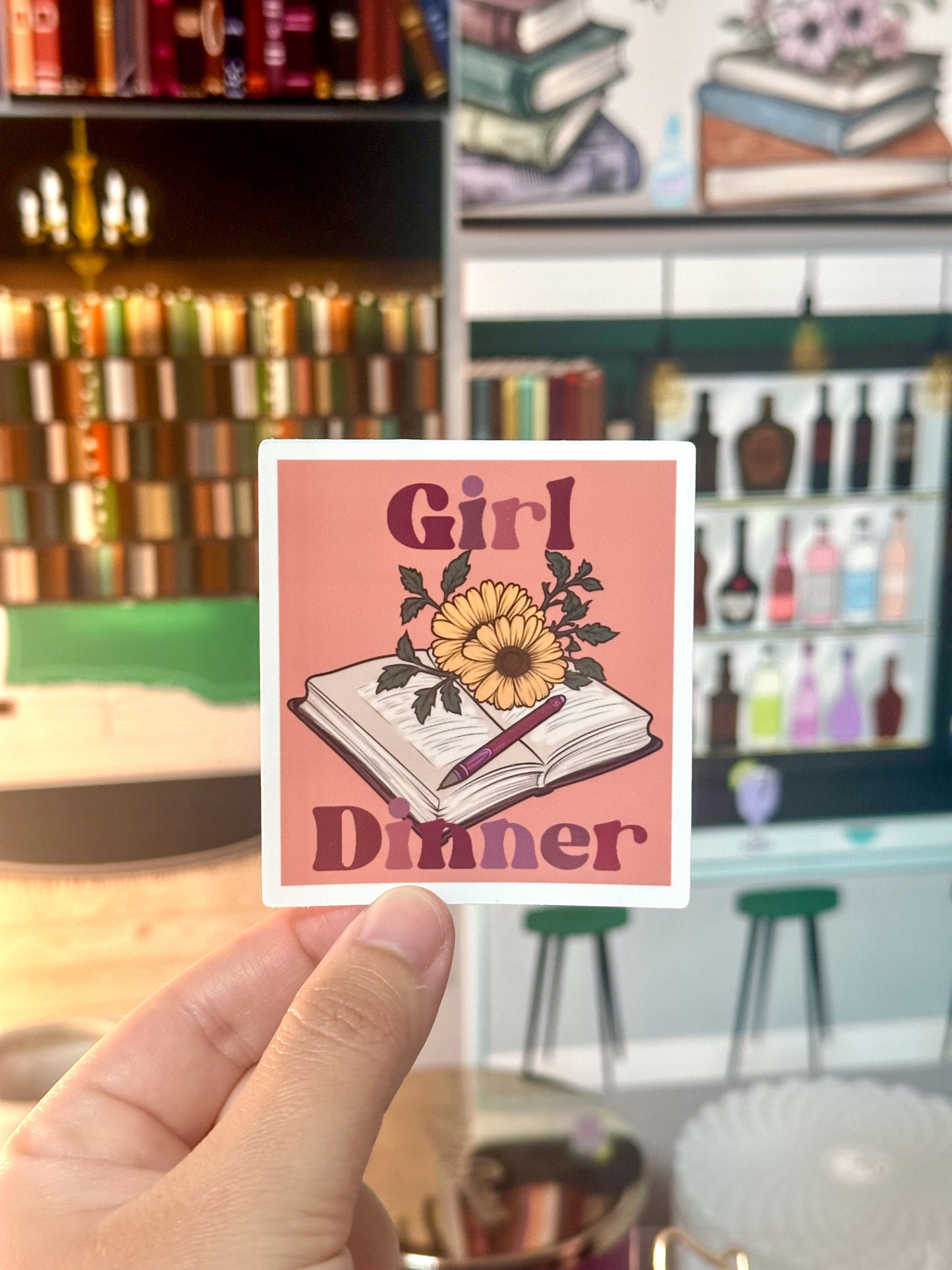 Bookish Girl Dinner Vinyl Sticker