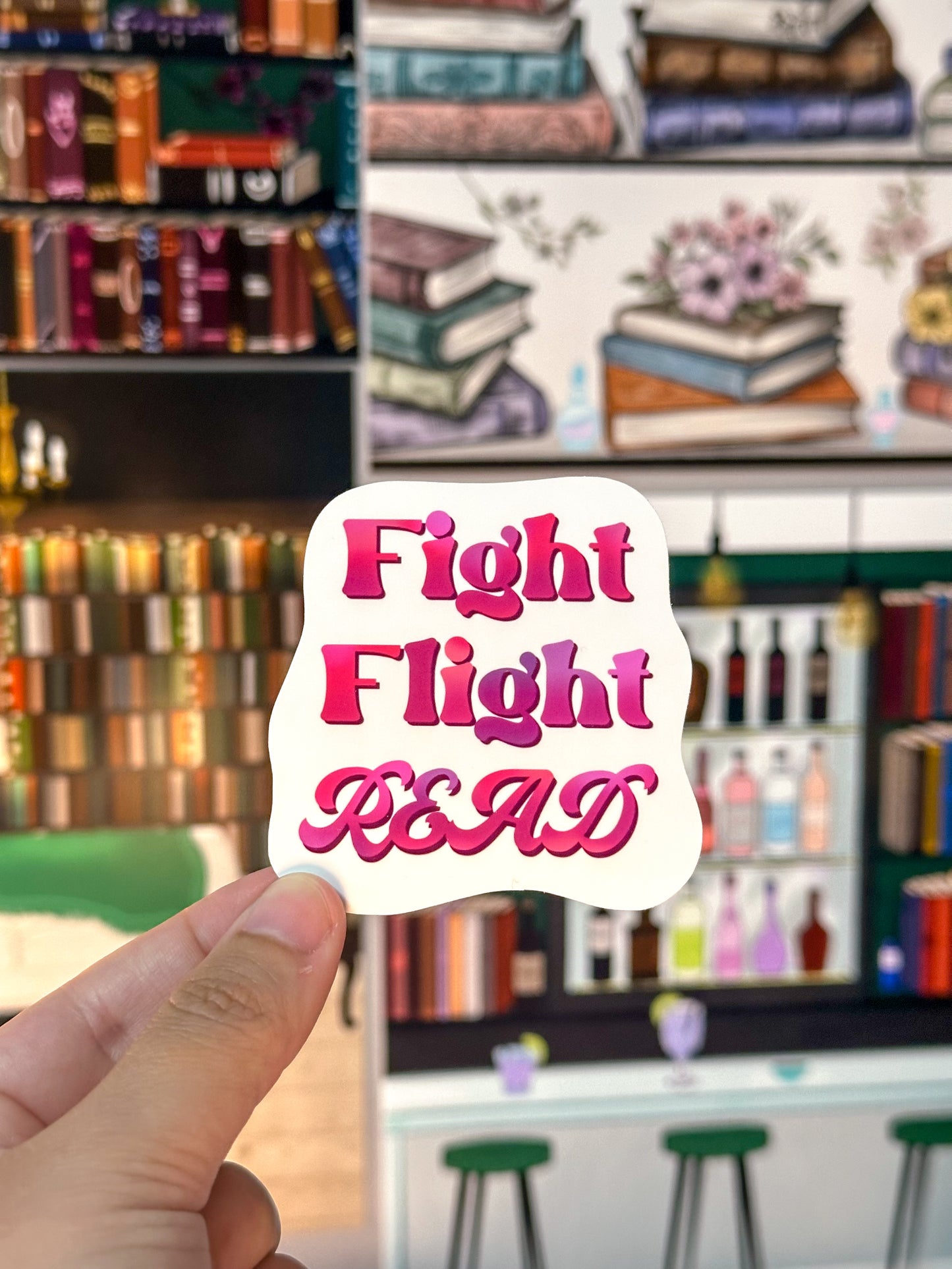 Fight Flight Read Vinyl Sticker