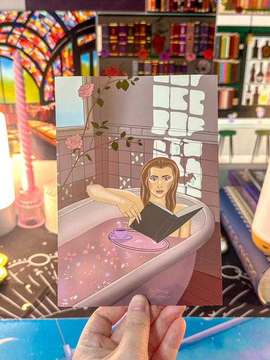 Reading In The Tub Art Print