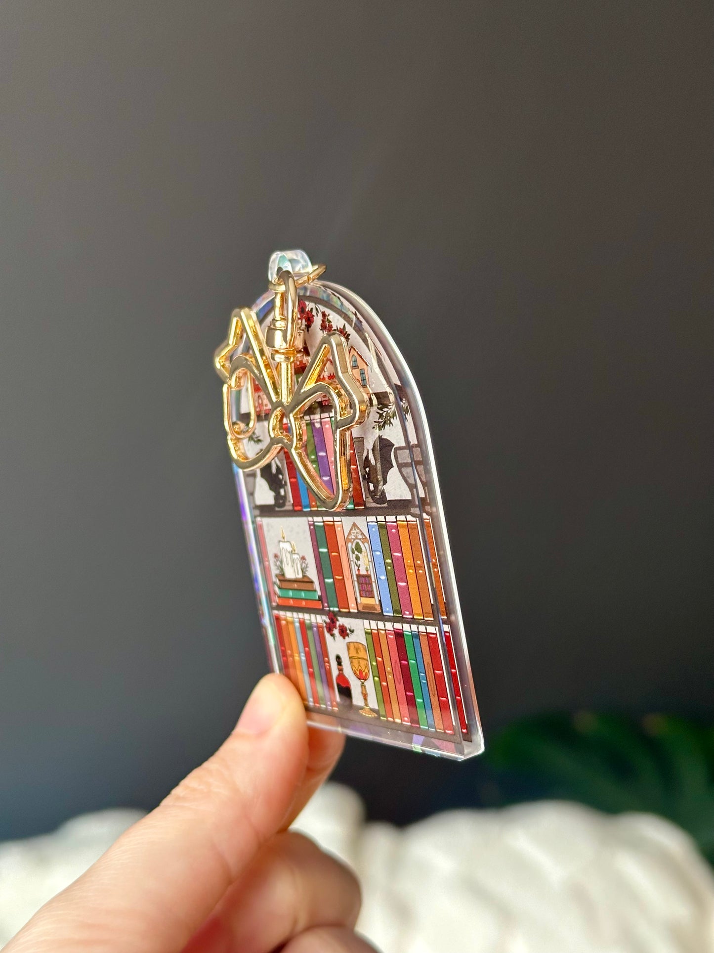 The Fantasy Bookshelf Acrylic Holographic Keychain