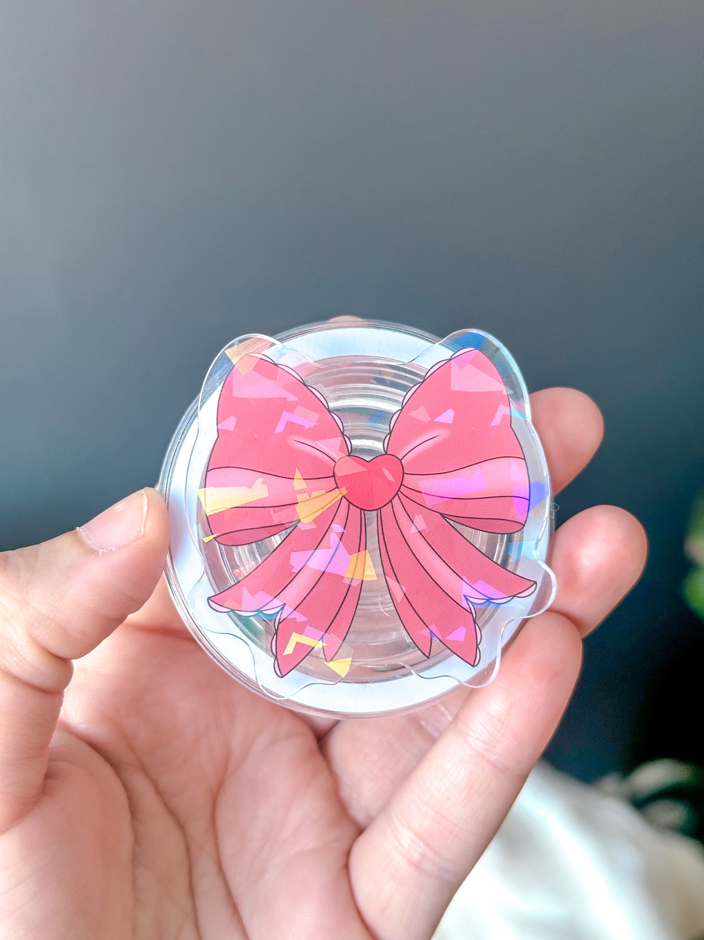 Pink Bow Holographic Magnetic Device Grip