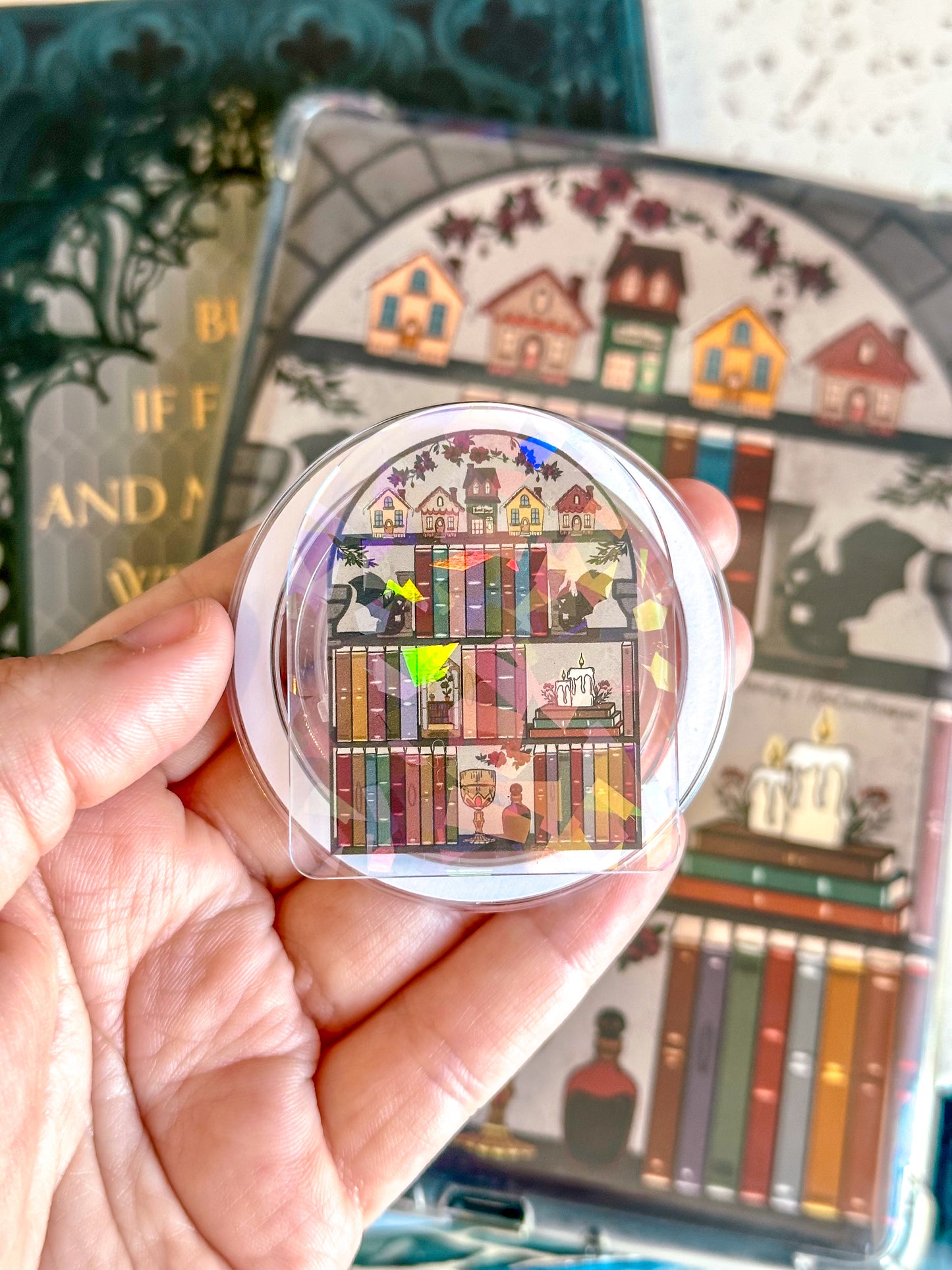 Fantasy Bookshelf Holographic Magnetic Device Grip