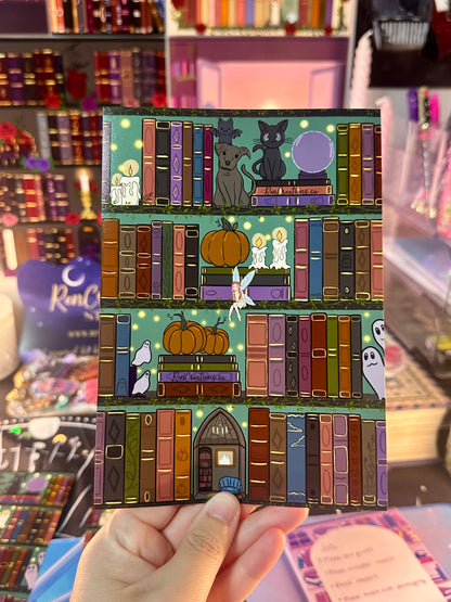 Spooky Season Bookshelf Art Print