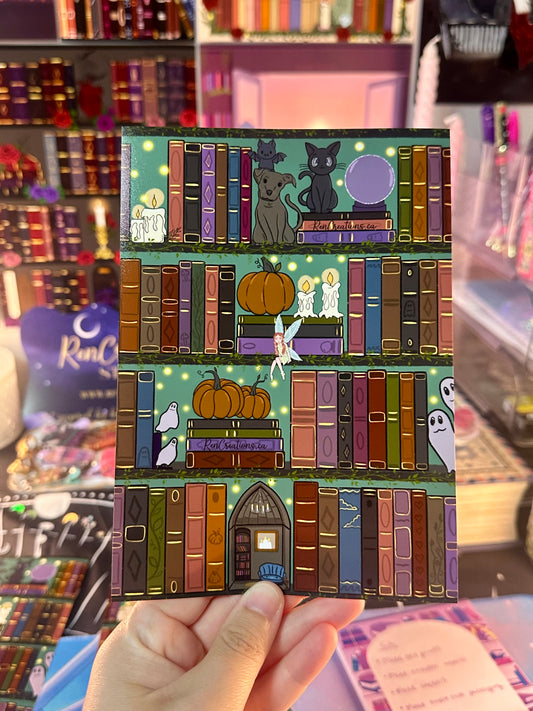 Spooky Season Bookshelf Art Print