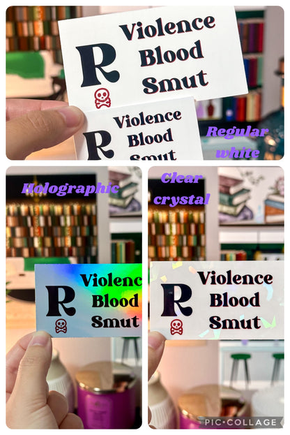 Rated R Violence Blood Smut Vinyl Sticker