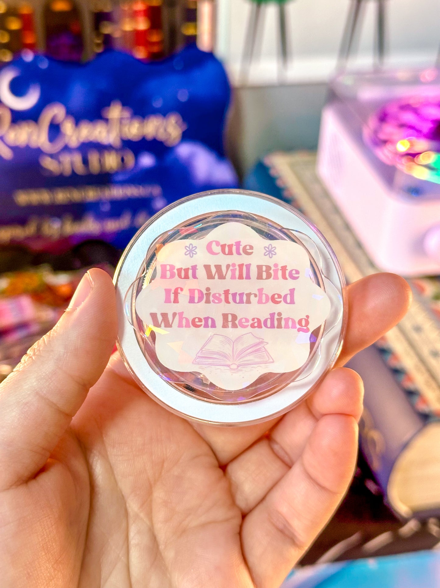 Cute But Will Bite Holographic Magnetic Device Grip