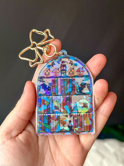 The Fantasy Bookshelf Acrylic Holographic Keychain