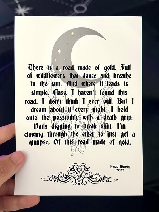 Golden Road Poem Print