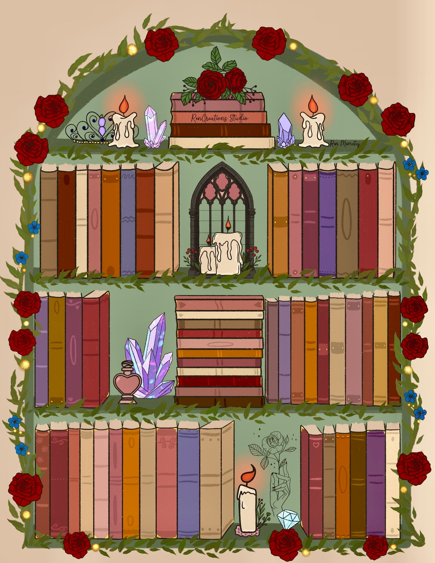 The Fairytale Bookshelf Art Print