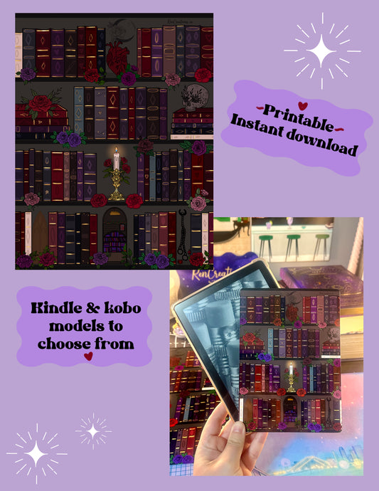 Dark Romance Bookshelf Printable Kindle & Kobo Insert - Digital Download