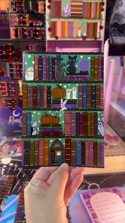 Spooky Season Bookshelf Art Print