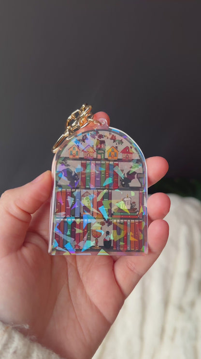 The Fantasy Bookshelf Acrylic Holographic Keychain