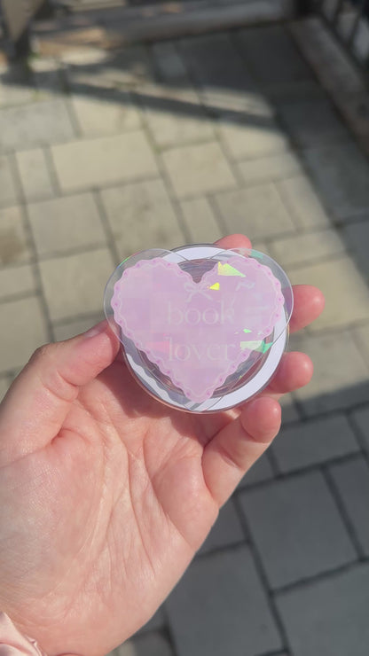 Book Lover Heart Holographic Magnetic Device Grip
