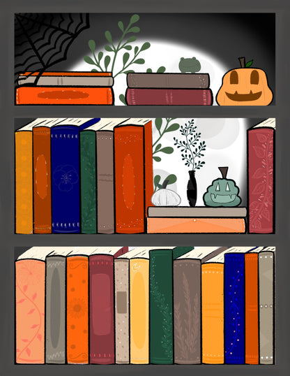 Halloween Bookshelf 2 Art Print