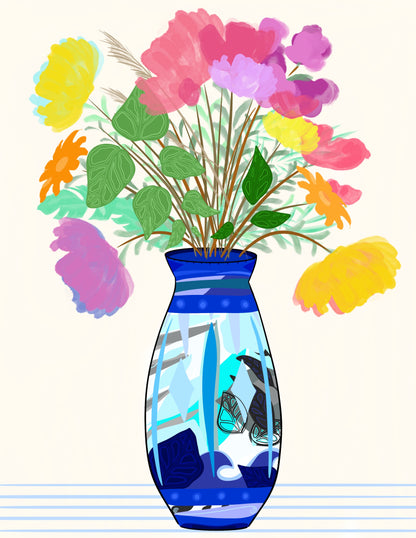 Mediterranean Floral Vase Art Print