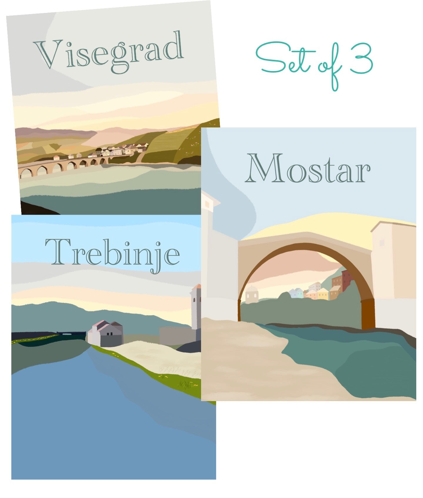 Bosnia & Herzegovina Travel Prints - Set of 3 or Individuals