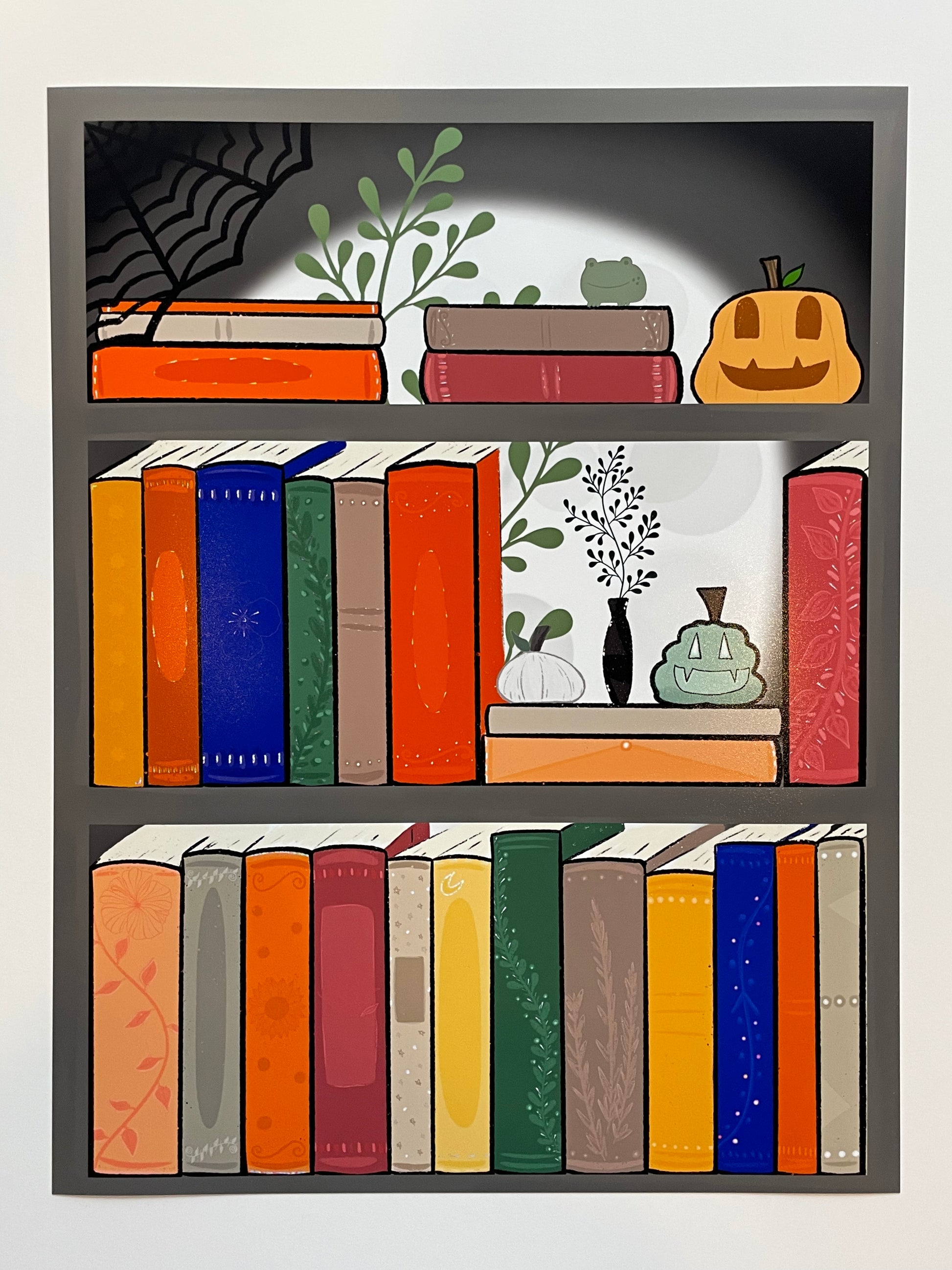 Halloween Bookshelf 2 Art Print