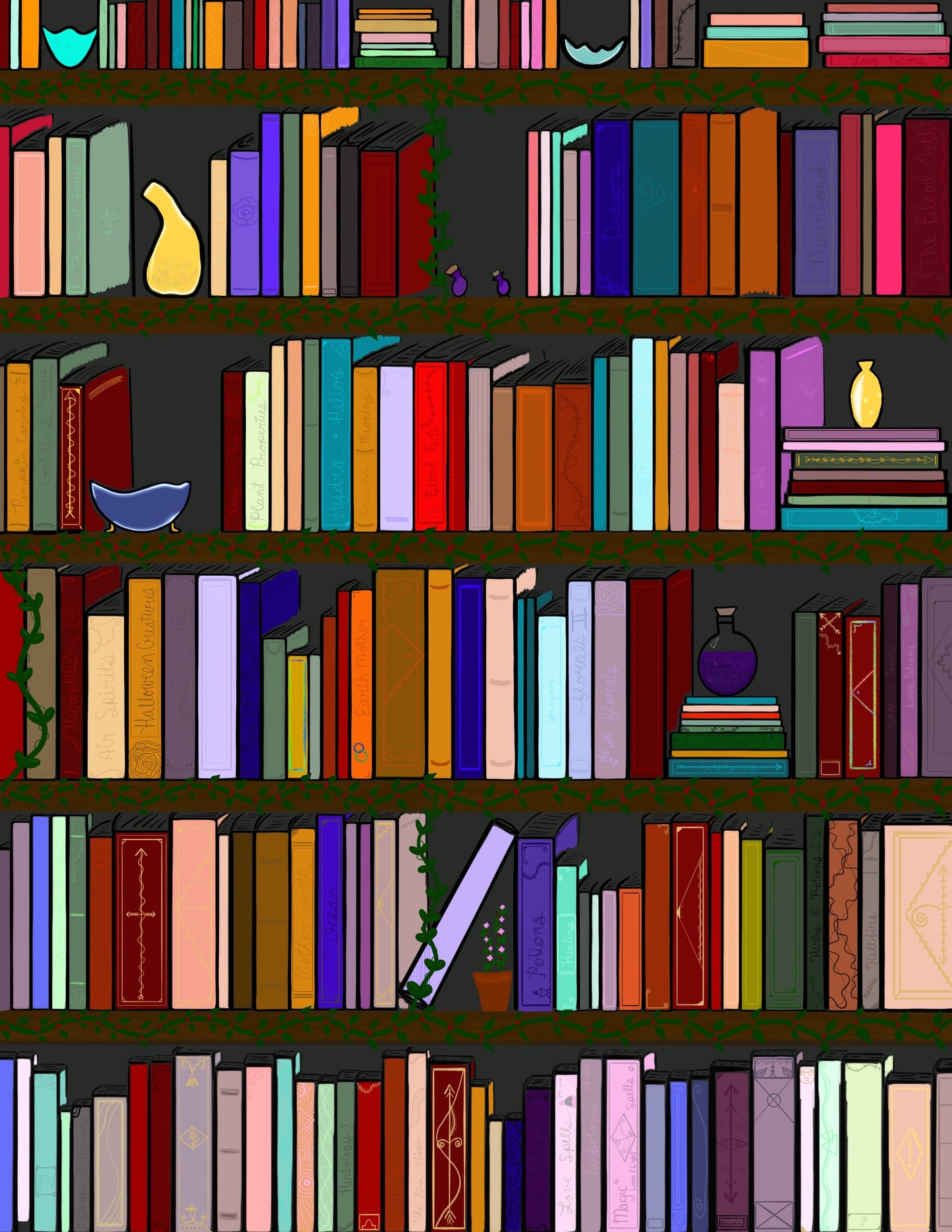 Magical Bookshelf Art Print